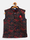 Boy's Maroon And Black Jacquard Nehru Jacket